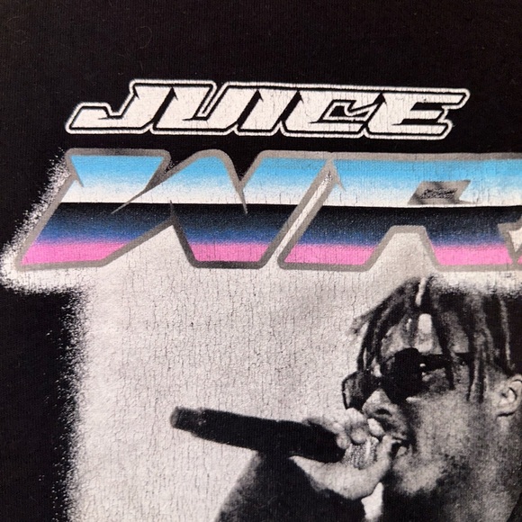 Juice Wrld Black Graphic T-Shirt Purple and Yellow Accents L music streetwear - Picture 3 of 7